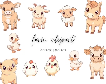 Farm Clipart Goat Chicken Duck | Farm Animals Clipart, Watercolor Clipart, Sheep Clipart, Horse Clipart, Barn Clipart, Digital Download