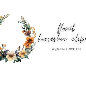 Floral Horse Shoe Clipart | Floral Horseshoe PNG, Horseshoe Clipart, Flower Horseshoe PNG, Digital Download