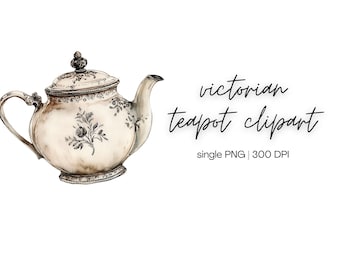 Victorian Teapot Clipart | Tea Party Clipart, Tea Time Clipart, Tea Cup Clipart, Garden Party Clipart, Vintage Tea Clipart, Digital Download