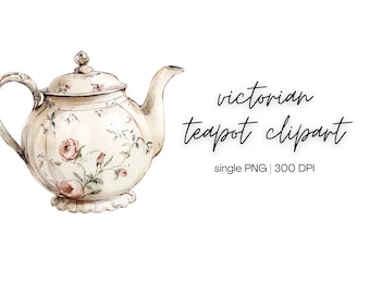 Victorian Teapot Clipart | Tea Party Clipart, Tea Time Clipart, Tea Cup Clipart, Garden Party Clipart, Vintage Tea Clipart, Digital Download