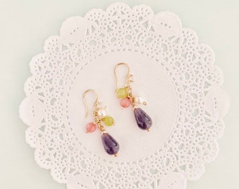 Amethyst gemstone drop earrings