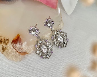Dainty and sparkly vintage style Korean inspired dangle drop earrings gift for her under 28 bridesmaid gift under 28. vintage estate jewelry