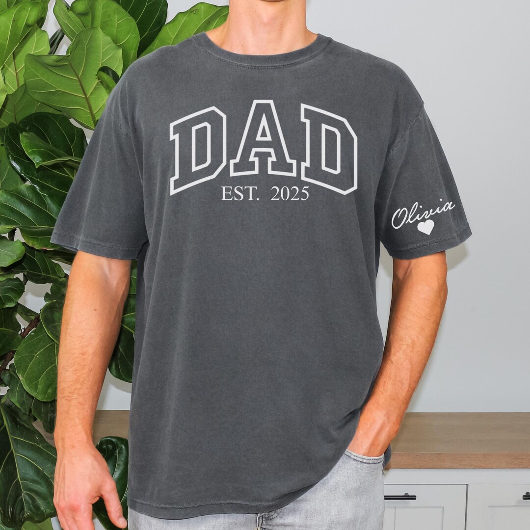 Comfort Colors® Custom Dad Shirt With Kid Name on Sleeve,personalized ...