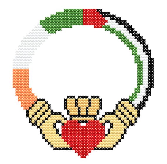 Ireland Palestine Claddagh Flag INSTANT DOWNLOAD PDF Cross