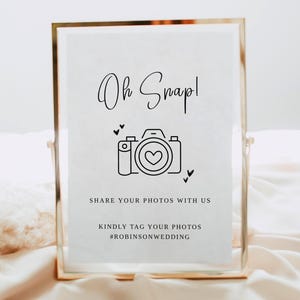 EVE Hochzeit Foto Gästebuch Zeichen Vorlage, Printable Minimalist Oh Snap Kamera Tisch Zeichen, moderne Dusche Gästebuch, Instant Download, DIY