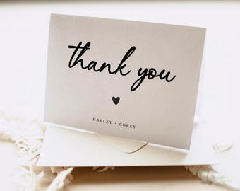 EVE Minimalist Thank You Card Template, Printable Wedding Favor Gift Message, Editable Modern Thankyou Notes, Instant Download, DIY
