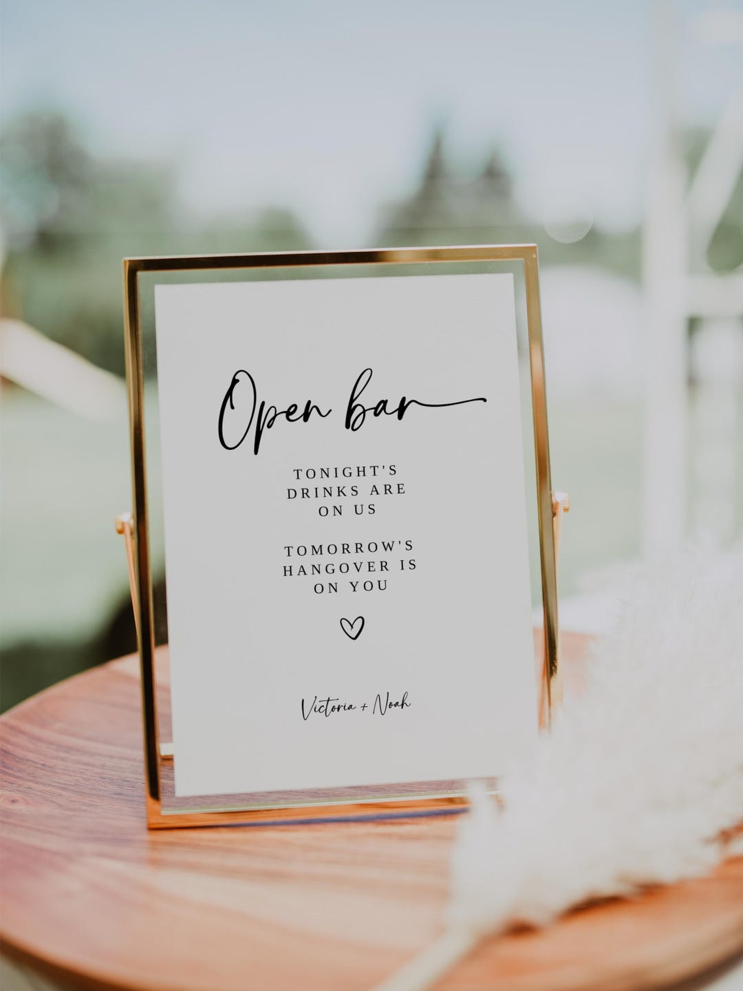 EVE Minimalist Wedding Open Bar Table Sign Template, Printable Modern ...
