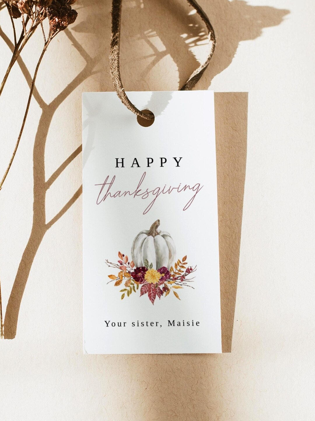 Editable Happy Thanksgiving Gift Tag Template, DIY Turkey Day Treat Bag ...