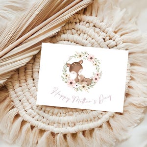 Plantilla de tarjeta editable para el Día de la Madre, tarjetas festivas imprimibles, descarga instantánea, regalos para mamá, plantilla editable, diseño floral de acuarela, bricolaje