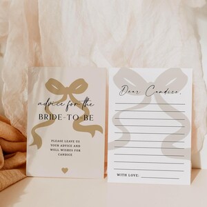 Modello di biglietto di consigli per la festa nuziale KENNEDY Coquette, consigli stampabili per la futura sposa, download immediato, schede attività modificabili, fai da te