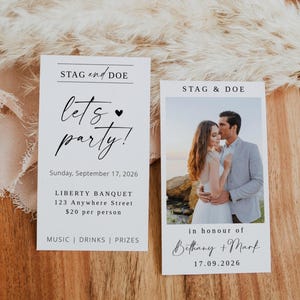 EVE Editable Stag & Doe Custom Photo Invite Template, Printable Jack + Jill Tickets, Engagement, Wedding Fundraisers, Instant Download, DIY