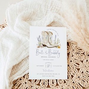 Editable Western Theme Bridal Shower Invitation Template, Printable Rustic Floral Cowgirl Bridal Shower Invites, Boho, Instant Download, DIY