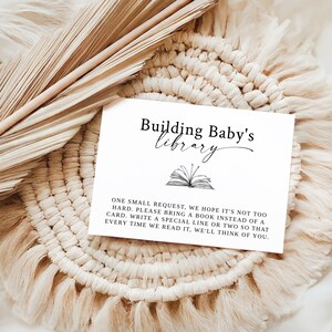 Boeken voor babykaart, bewerkbare sjabloon, afdrukbaar aangepast boekverzoek, genderneutraal babyshower-inzetstukken, direct downloaden, babybibliotheek