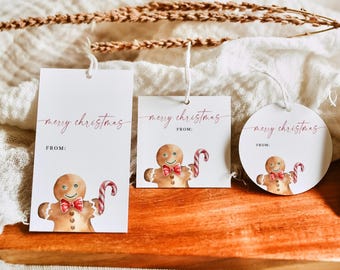 Editable Merry Christmas Tag Templates, Printable Holiday Gift Tag Set, Custom Xmas Present To From Labels Bundle, Instant Download, DIY