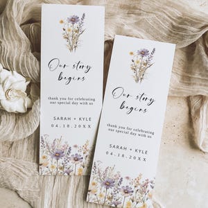 Editable Wildflower Bookmark Template, Printable Wedding Favors, Mason Jar Bridal Shower Gifts, Boho Floral Bookmarks, Instant Download, DIY