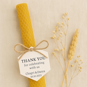 Bienenwachs Kerzen für die Hochzeit — Brautparty & Taufe Geschenke, Custom Tags