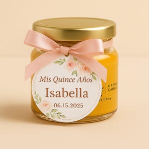 Personalized Quinceañera Beeswax Candle Favors – Mis Quince Años Guest Gifts – Custom Tags & Ribbon – Sweet 15 Party Souvenirs