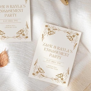 Matching Sign and invites! Editable Digital Download Leaves Engagement Party, Wedding, Shower Signage and Invitations