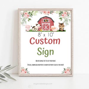 Editable Custom Sign Farm Animal Birthday Decor Table Sign, Barnyard Animals 8x10 Sign, Digital Download, Printable Farm Animals Sign FR01