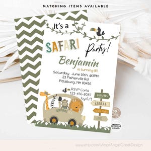 Invito modificabile a tema safari, invito per festa safari, download digitale, invito stampabile per compleanno safari, invito modificabile safari JSF12