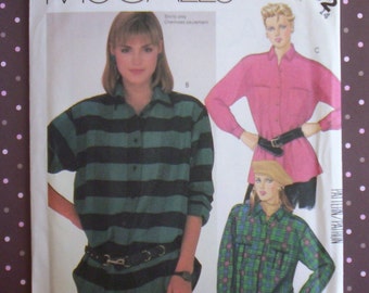 Vintage 1980s Sewing Pattern - McCall's 2102 - Misses' Shirt (Size 14) - Sewing Supplies