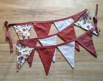 Fall Floral Fabric Bunting: Brown and Gold Nursery Decor, Handmade