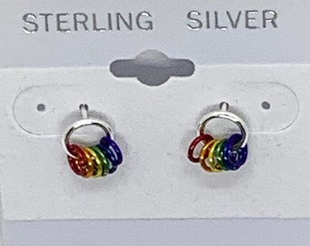 Rainbow Earrings - Rainbow Jewelry - Sterling Silver Hoop Earrings - Silver Hoop Earrings