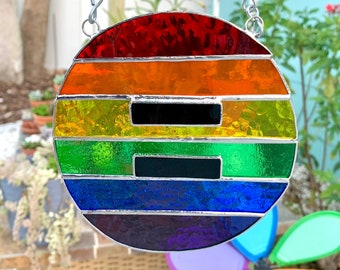 Stained glass rainbow equality suncatcher