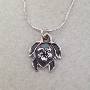 Turtle Necklace Turtle Jewelry Silver Pendants Sea Turtle Necklace Flower Necklace image 5