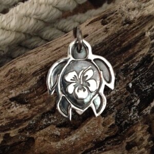 Turtle Necklace Turtle Jewelry Silver Pendants Sea Turtle Necklace Flower Necklace image 1