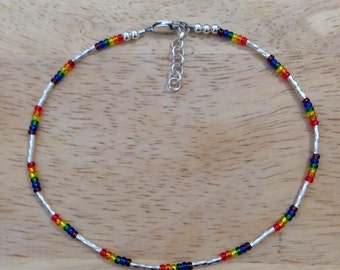 Rainbow Anklet - Rainbow Jewelry - Silver Anklet - Sterling Silver Anklet