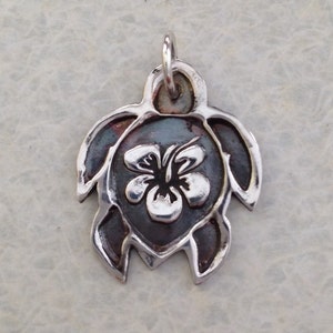 Turtle Necklace Turtle Jewelry Silver Pendants Sea Turtle Necklace Flower Necklace image 2