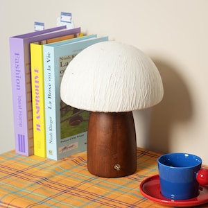 Handmade Mushroom lamp, Mushroom night light, Wooden lamp,Wood beside lamp, Bedroom light, Modern Table Lamp,Gift for New Home or Girlfriend