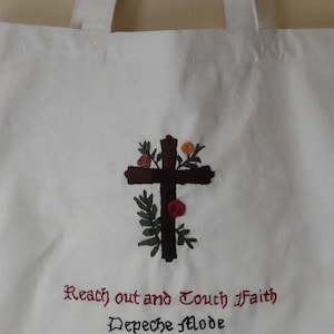 Depeche Mode Tote Bag: Hand Embroidered Gothic Cross & Roses