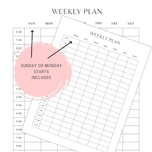 Weekly Hourly Planner Printable, Weekly Schedule, Daily Planner, Undated Planner, Weekly Organizer, Weekly Timetable To-Do List pdf