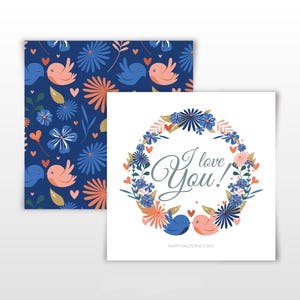 Plantilla editable de tarjeta de amor cuadrada para el día de San Valentín / Tarjeta de felicitación digital imprimible / Descarga instantánea