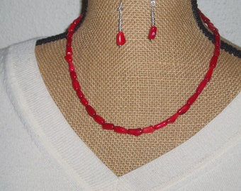 Natural Yellow and Orange AAA Grade Coral Stem Slices 925 Silver Necklace and Earrings