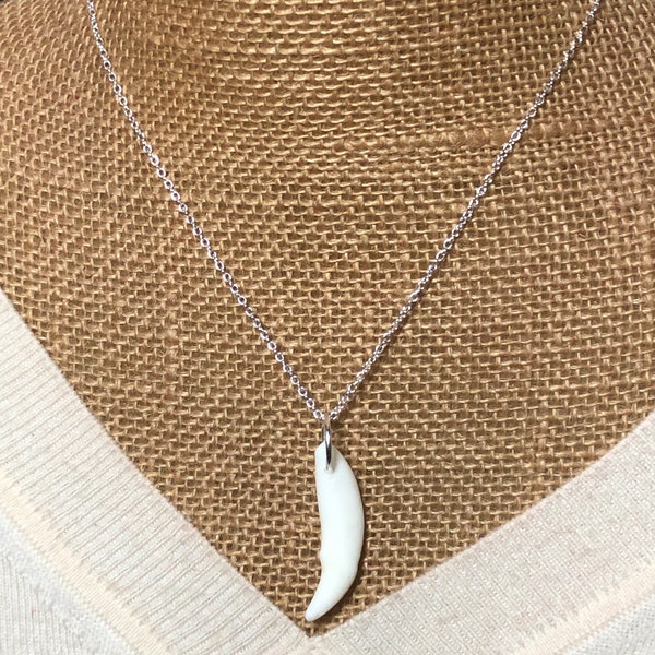 Genuine Alaska Timber Wolf Tooth, 925 Sterling Silver Necklace