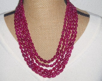 Massive 1236.00 Carats Montana Corundum 5 Strand Ruby Gemstone Necklace