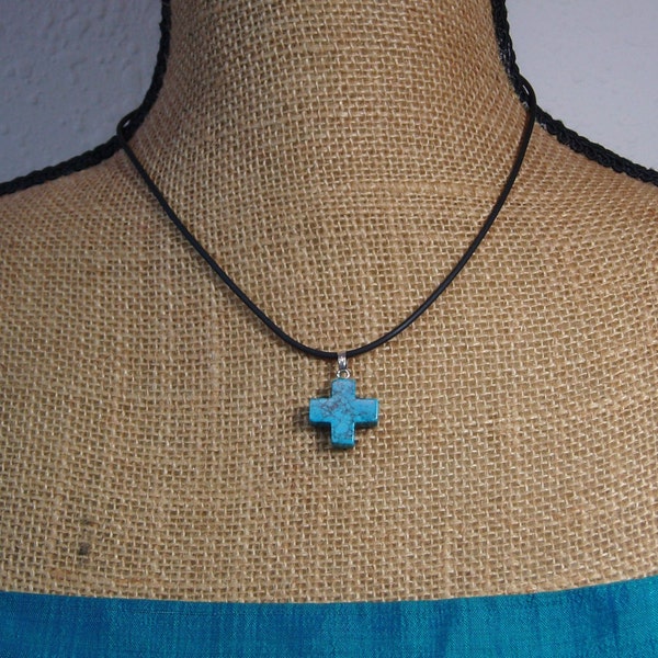 Leather Strap Cross Necklace Etsy