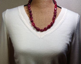 Genuine Earth Mined 685.00 Carats of Hand Etched Top Quality  Rich Red Ruby Gemstones Necklace