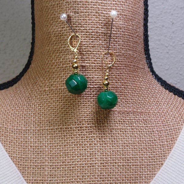 Genuine Earth Mined 62.00 Carats of Rich Green Faceted Emerald, 14 Carat Gold Filled Earrings