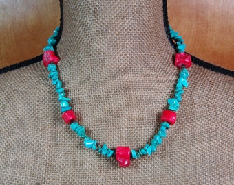 Larimar Gemstone Chips with AAA Red Coral Branches .925 Silver Necklace and Earrings