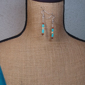 Natural Turquoise,Real Dried Lemon Seed Bead, Topaz 925 Silver Earrings image 1