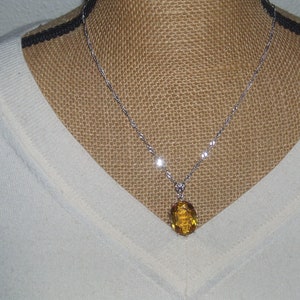 23.00 Carats Rare South American AAA Yellow Topaz Gemstone Pendant, 925 Silver Necklace