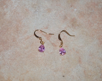 Pink Sapphire, 18K Gold Filled Earrings