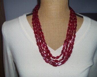 Nouveau 14 mm Brésil Red Ruby Gemstone pièce Perles Collier 35" Nouveau 14 mm Brésil Red Ruby Gemstone pièce Perles Collier 35"