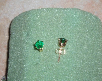 2.50 Carat,  Green Emerald Gemstone, 18 Carat Gold Filled Stud Earrings
