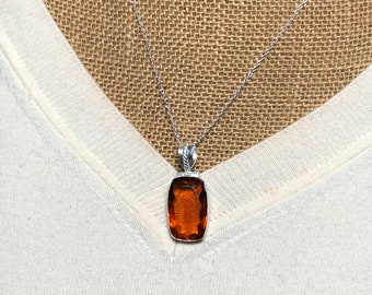 41 Carats, Rare AAA Yellow Topaz Gemstones, 925 Stamped Solid Sterling Silver Pendant Necklace