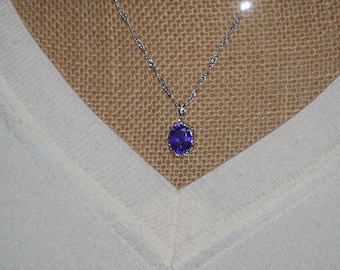 21.00 Carats Amethyst Gemstone, 925 Silver Pendant Necklace